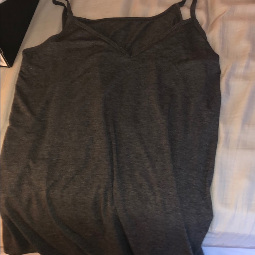 Soft gray v neck float long tank